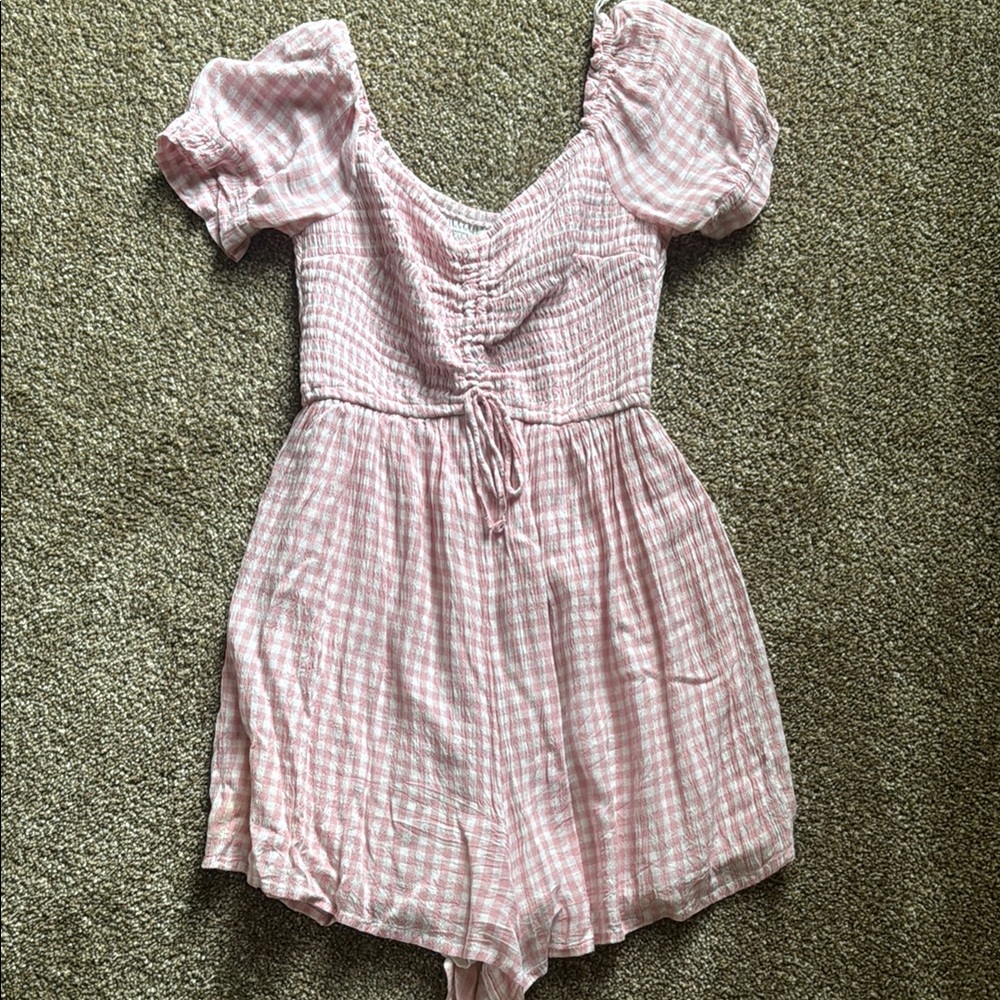 Hollister Pink Gingham Romper